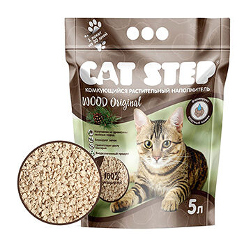 Cat Step Wood Original наполнитель древесный комкующийся 5л