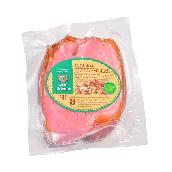 Грудинка копчено-вареная СЕЛО ЗЕЛЁНОЕ Деревенская, категория Г
