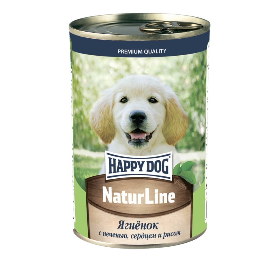 

Консервы для щенков Happy Dog Ягненок с печенью, сердцем и рисом 410 г