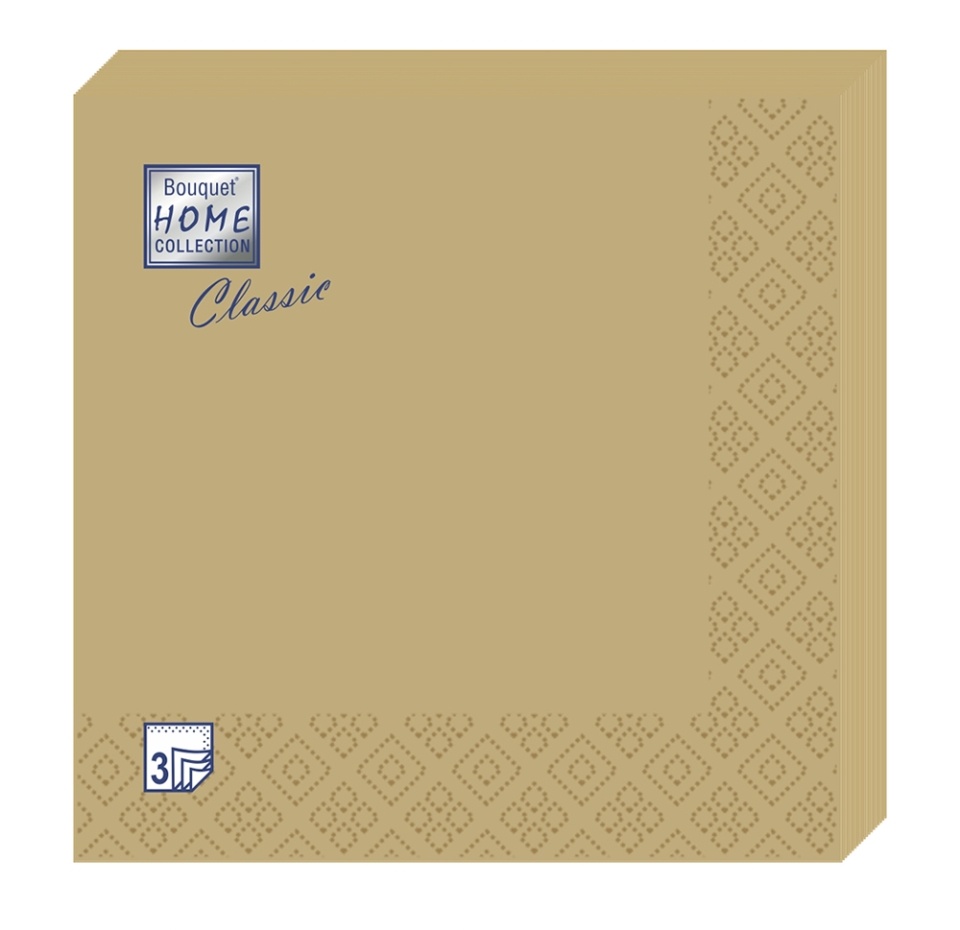 

Салфетки сервировочные Bouquet Home Collection Сlassic Gold 3-х слойные 20 шт. 33х33 см
