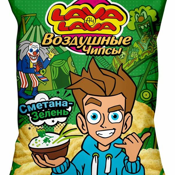 Чипсы воздушные Lava Lava хрустящие со вкусом Сметана с зеленью, 50г