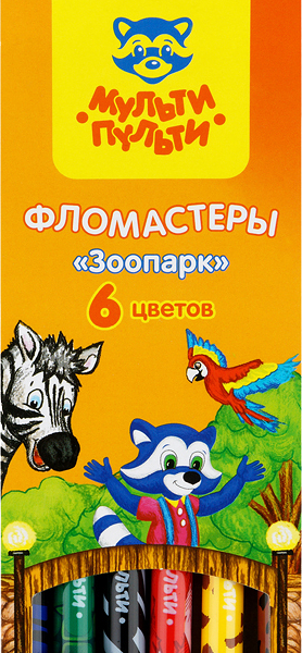 Фломастеры Рельеф-центр Мульти-Пульти 6 цветов
