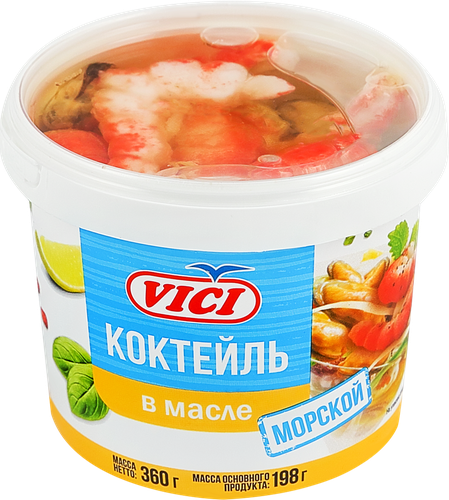 

Коктейль из морепродуктов Vici Морской в масле, 360 г