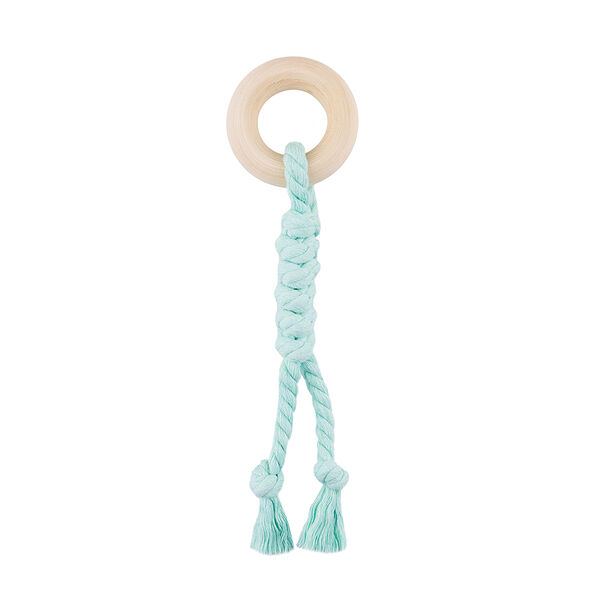 Игрушка для собак Пончик 6 см с канатом, мятный