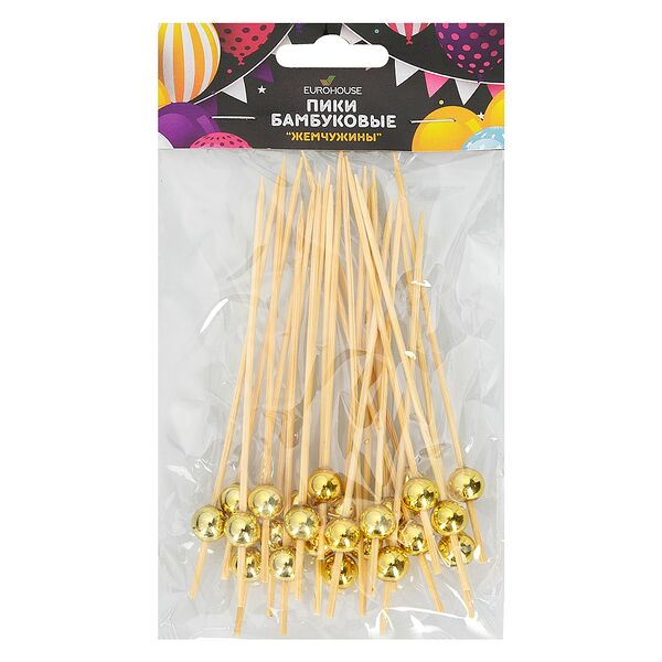 Пики бамбуковые Жемчужины, 24 шт, 120 мм