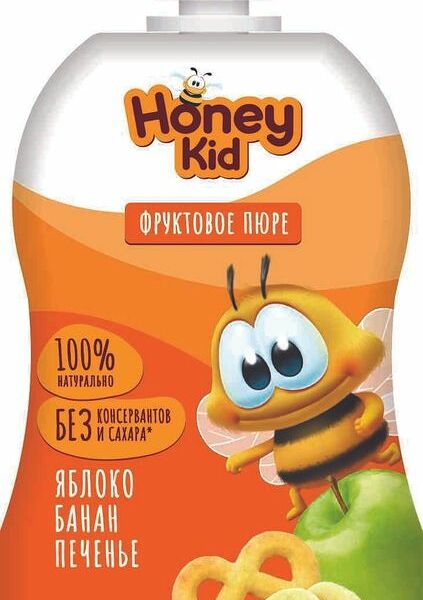 Пюре Honey Kid из яблок и банана со вкусом печенья с 6 месяцев 90г