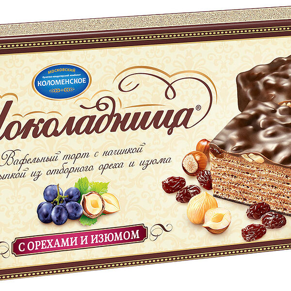 Торт вафельный Шоколадница с орехом и изюмом