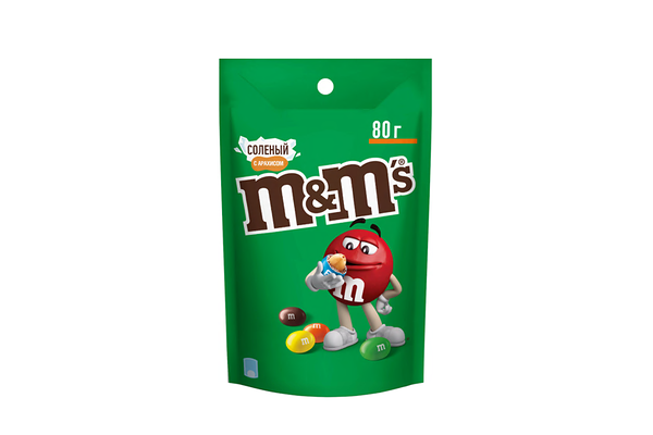 Драже M&M`s Солёный арахис с молочным шоколадом в хрустящей разноцветной глазури