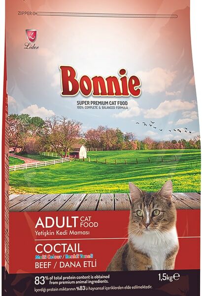 Сухой корм для кошек Bonnie Adult Cat Food Coctail Beef Multi Color 1.5кг
