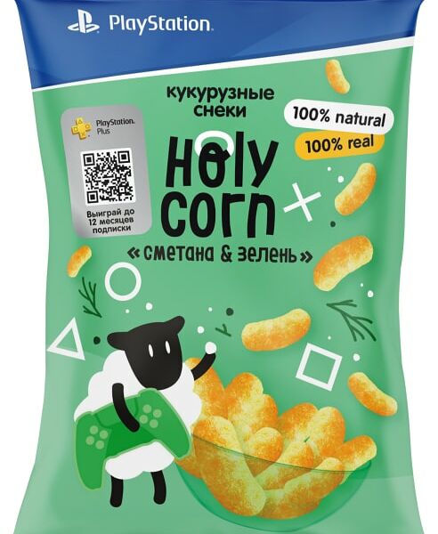 Снеки кукурузные Holy Corn Сметана и зелень 50г
