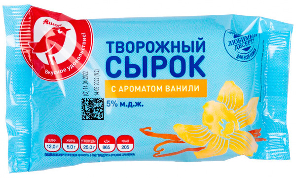 Сырок творожный АШАН Красная птица с ароматом ванили