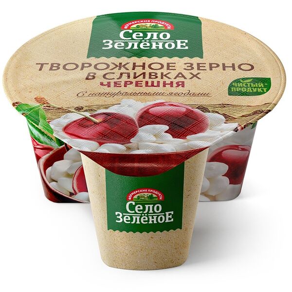 Творожное зерно в сливках Село Зеленое Черешня 5% 130 г