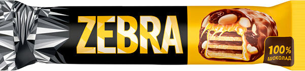 Вафли зебра 40 г с мягкой карамелью арахисом и изюмом