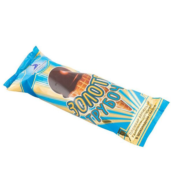 Мороженое-рожок Петрохолод Золотая трубочка пломбир БЗМЖ