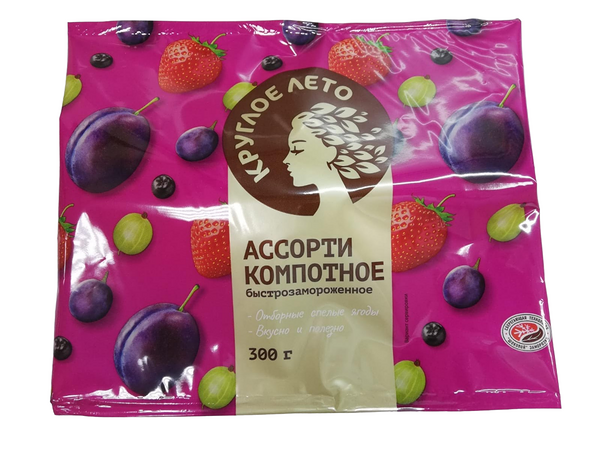 Смесь фруктовая Круглое лето Ассорти компотное, замороженная