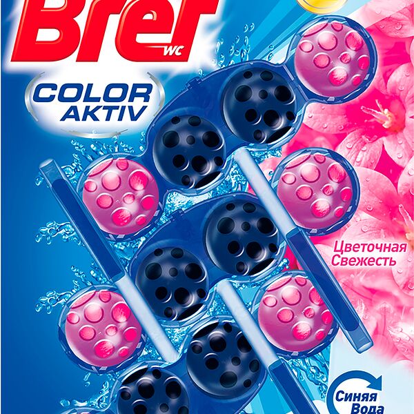 Туалетный блок Bref Color Aktiv Цветочная свежесть, 3 шт