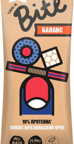 Батончик орехово-фруктовый Take a Bite Баланс Кокос-бразильский орех 45г
