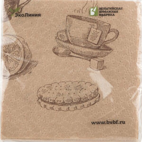 Салфетки бумажные ЭкоЛиния однослойные с рисунком 25х25 см, 50 шт.