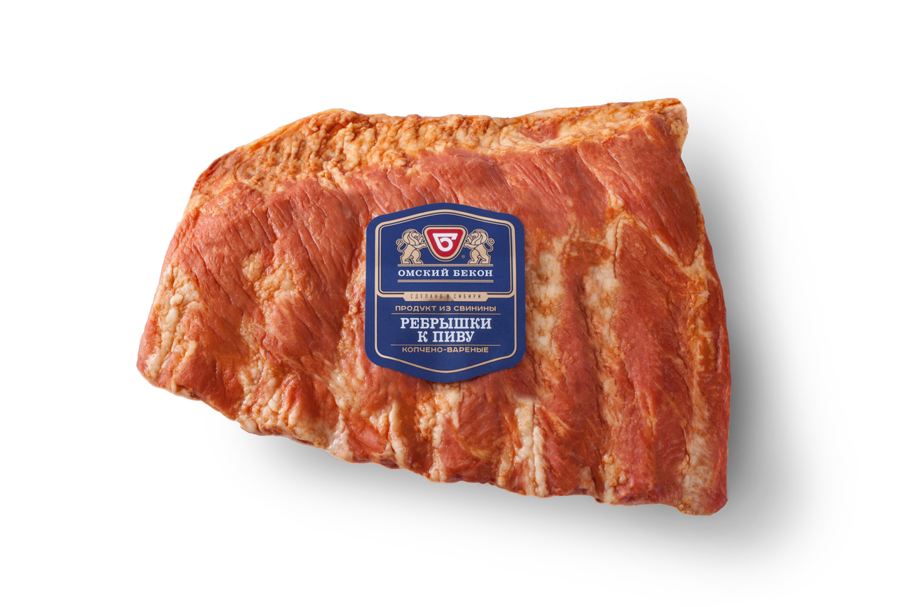 

Ребрышки Омский Бекон К пиву свиные варено-копченые вес