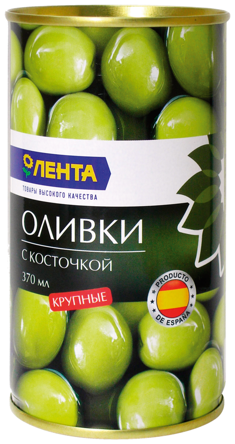 

Оливки с косточкой ЛЕНТА зеленые крупные