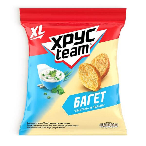 Сухарики ХрусTeam Багет Сметана и зелень