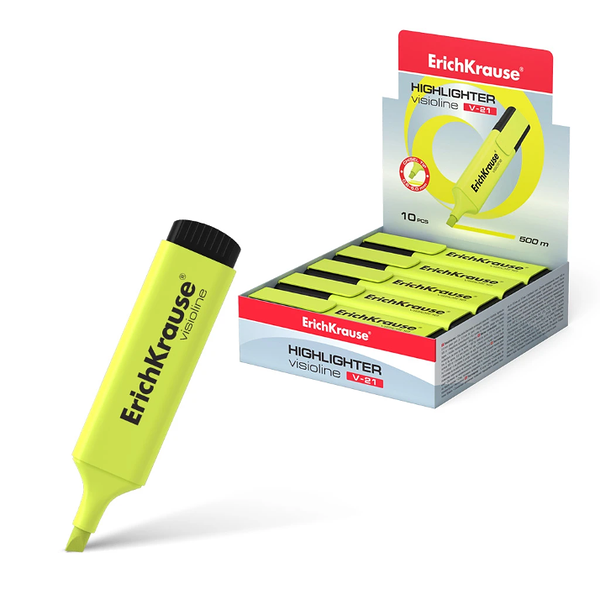Текстмаркер ErichKrause Visioline V-21, желтый 56910