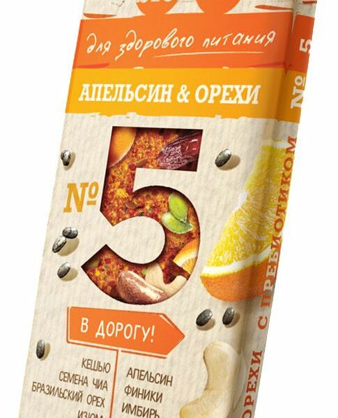 Батончик для здорового питания Bionova №5 Апельсин и Орехи