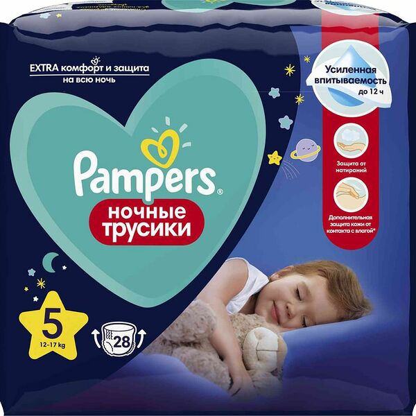 Подгузники-трусики Pampers Pants Junior ночные (12-17 кг) 28 шт.