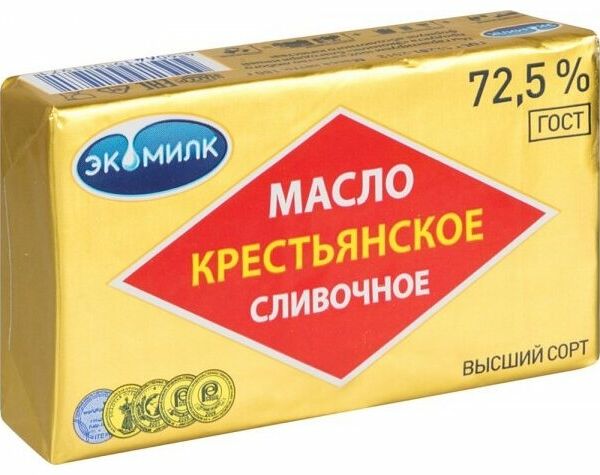 Масло сливочное Экомилк Крестьянское 72,5%