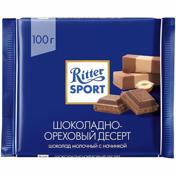 Шоколад молочный Ritter Sport шоколадно-ореховый десерт 100 г