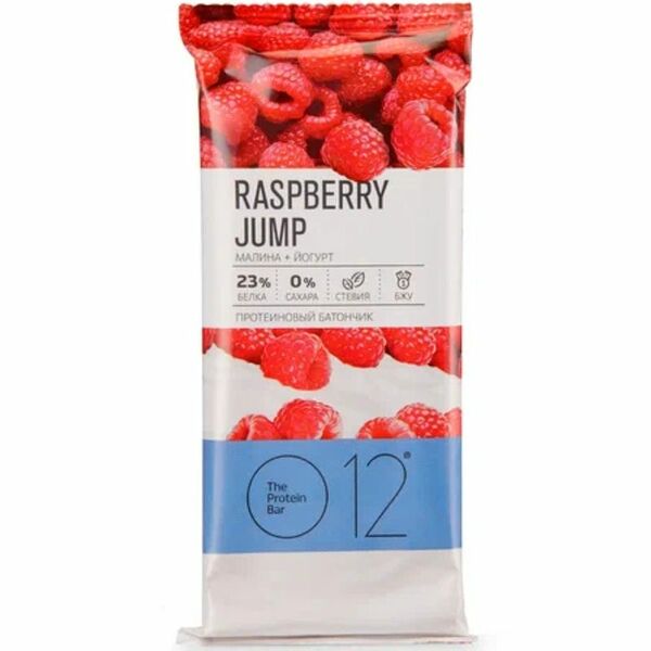 Батончик вафельный O12 с белковой начинкой вкус малина-йогурт в белой глазури, 50г