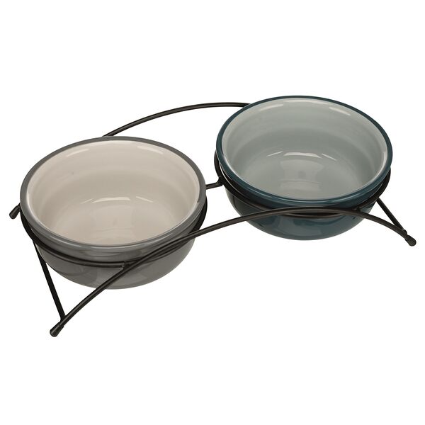 Керамические миски на подставке, 2х0,6л, D=15см