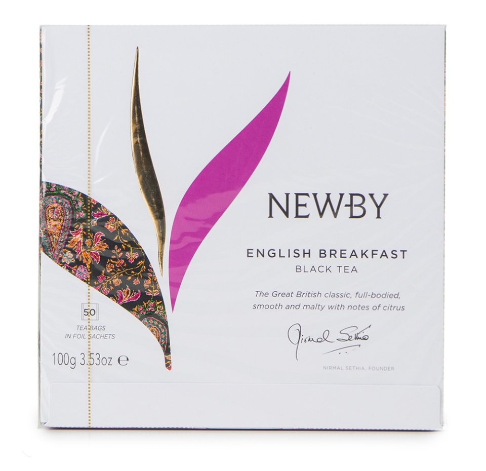 

Чай черный Newby Английский завтрак черный 50х2 г, Индия