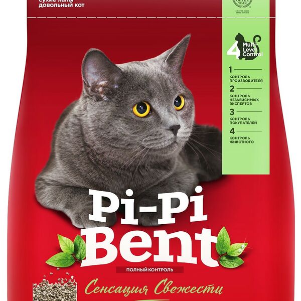 Наполнитель минеральный комкующийся Pi-Pi-Bent Сенсация свежести, 10кг  