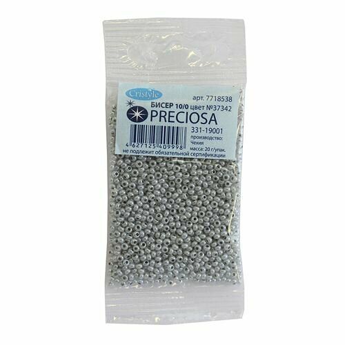 (37342) 331-19001-10/0 Бисер жемчужный 10/0, круг.отв., 20гр Preciosa,упак