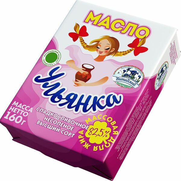 Масло сладкосливочное Ульянка несоленое 82.5% 160г
