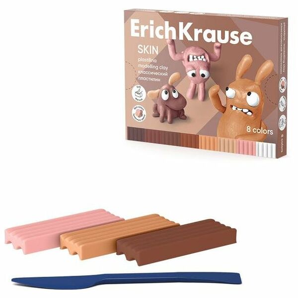 Пластилин классический ErichKrause Jolly Friends Skin, 8 цветов