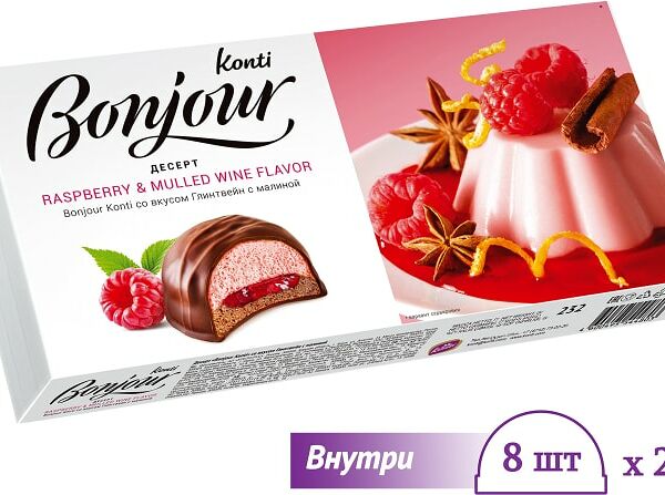 Десерт Konti Bonjour souffle Глинтвейн с малиной 232г