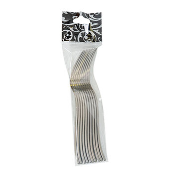 Вилки одноразовые Винтаж металлизированные пластиковые, 6 шт.