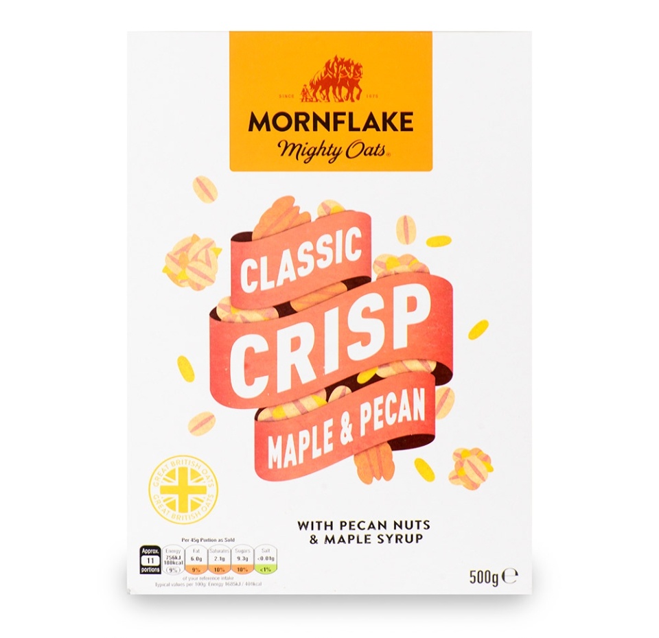 

Хлопья запечённые "Mornflake" овсяные с орехом пекан и кленовым сиропом, 500 г, Великобритания