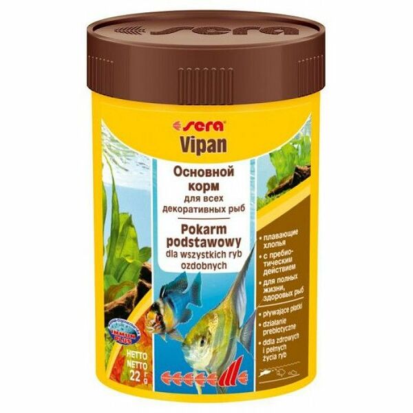 Корм 1000мл (210 гр) SERA VIPAN NATURE Основной корм для всех декоративных рыб (крупные хлопья)