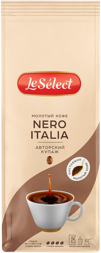 

Кофе молотый LE SELECT Nero Italia натуральный, 200г
