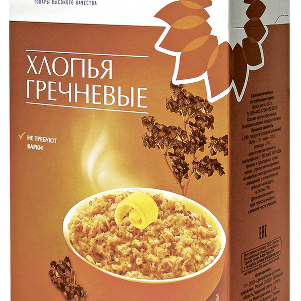 Хлопья гречневые ЛЕНТА, не требующие варки
