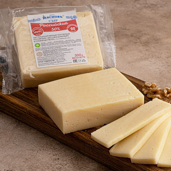 Сыр Российский полутвердый 50% МясновЪ Ферма МясновЪ Ферма созревание 60 суток 300 г