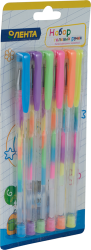 

Набор гелевых ручек ЛЕНТА 6 цветов, 6 шт