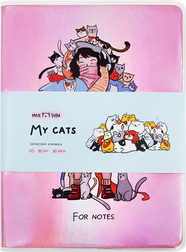 Записная книжка MESHU My cats, А5, 80 листов, кожзам