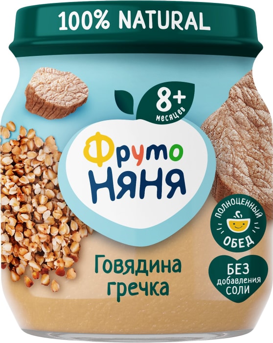 

Пюре ФрутоНяня из говядины с гречкой и морковью с 8 месяцев 100 г