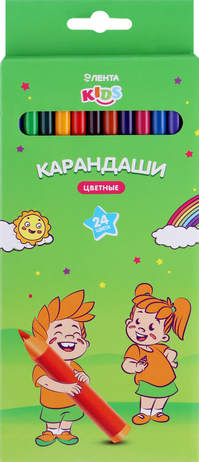 

Набор цветных карандашей ЛЕНТА Kids 24 цвета, 24шт