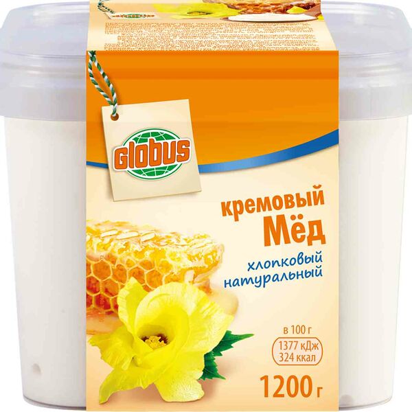 Мёд кремовый Глобус хлопковый натуральный