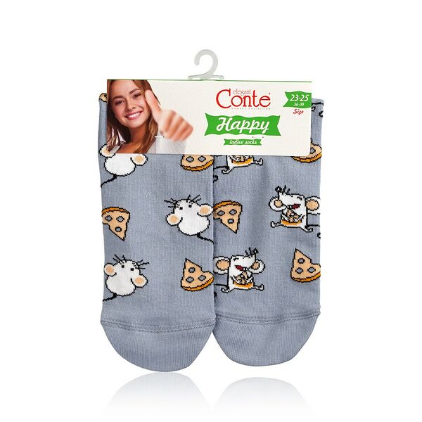Женские носки Conte Happy 18С-227СП трикотажные , р.23-25 , светлый джинс